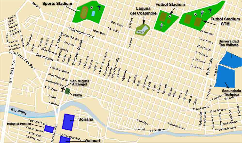 Map of Pitillal, Puerto Vallarta.