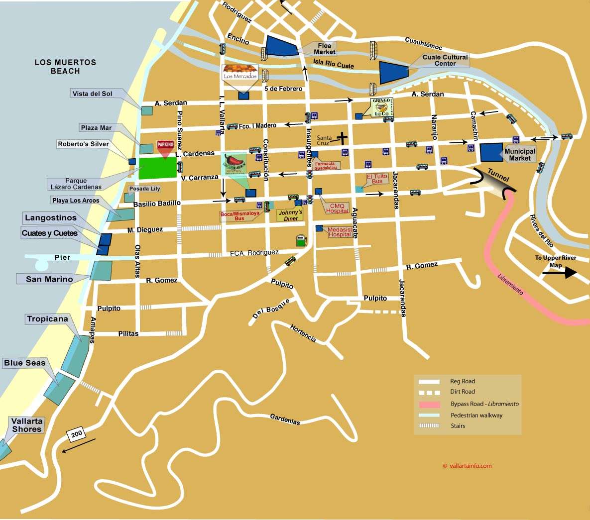 Map of Vallarta Southside, Old Town, Romantic