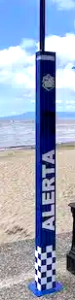 Blue Emergency Pole in Puerto Vallarta.